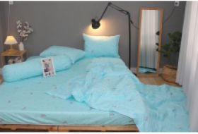 Bộ drap gối KHA LY - 100% cotton thiên nhiên Thỏ Nơ Ngọc
