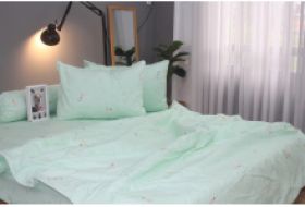 Bộ drap gối KHA LY - 100% cotton thiên nhiên Thỏ Nơ Lá