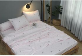 Bộ drap gối KHA LY - 100% cotton thiên nhiên Thỏ Nơ Hồng
