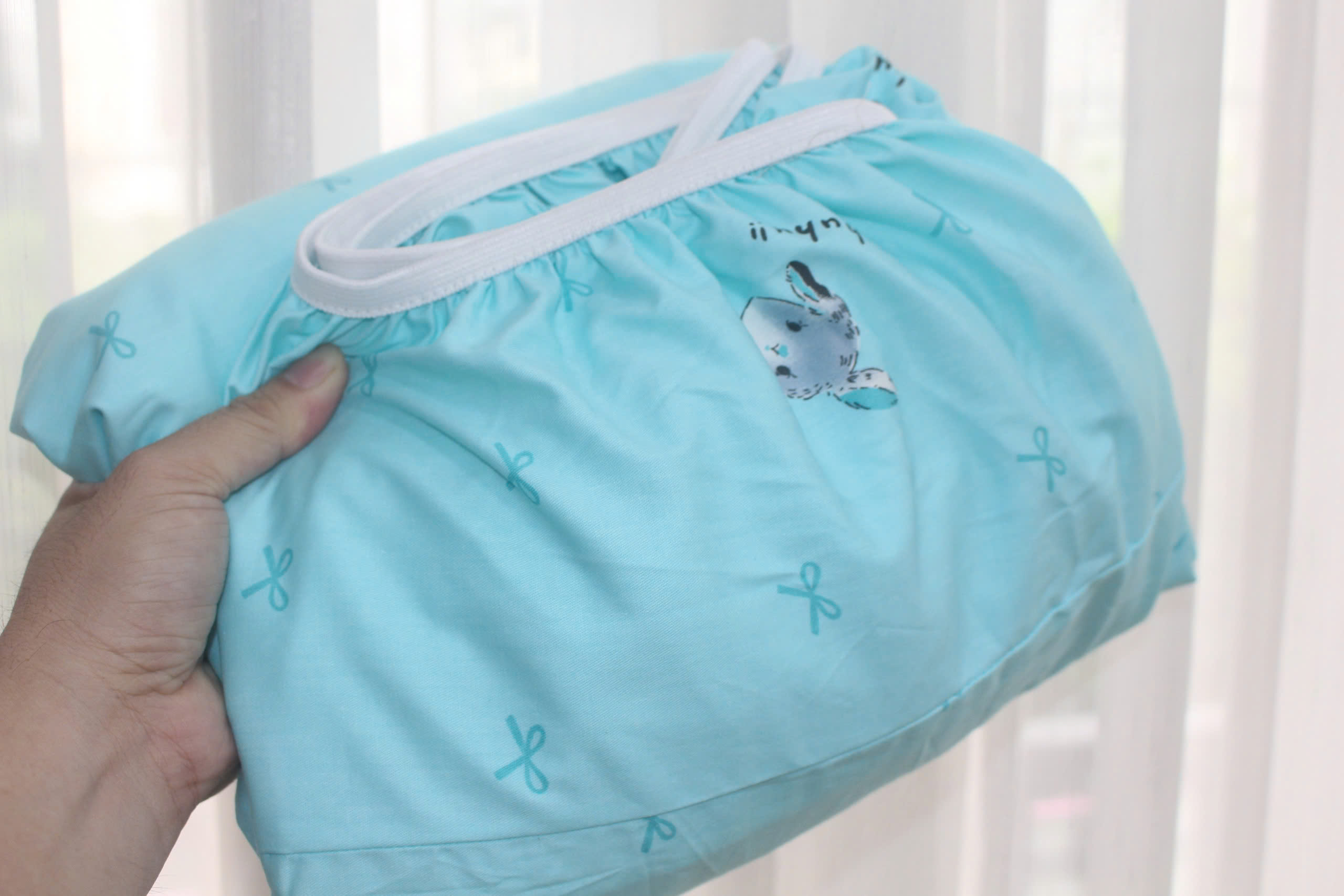 Bộ drap gối KHA LY - 100% cotton thiên nhiên Thỏ Nơ Ngọc